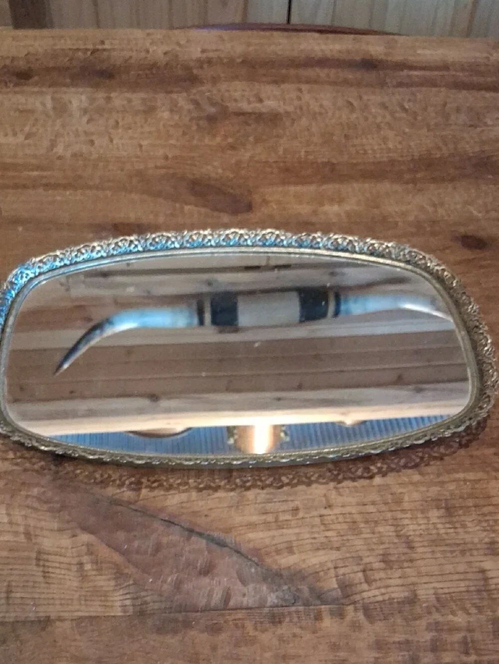 Vintage Ornate Decorative Vanity Mirror - Gold Tone